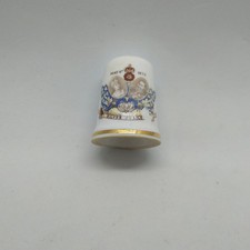 Vintage Royal Staffordshire Bone China Thimble Silver Jubilee 1935 Gold Gilding picture