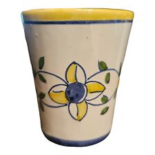Handpainted Ceramic Cup Planter FC Constancia Blue Yellow Green 3.75