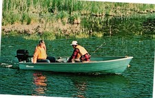 Vintage Crestliner Aluminum Fishing Boat Mercury Outboard Advertising Postcard picture