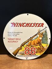 1955 VINTAGE STYLE ''WINCHESTER'' GUNS HUNTING PORCELAIN DEALER PLATE 12 INCH  picture
