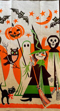 1 Rare Vintage Rust Craft Halloween Witch Skeleton Pumpkin Bat Cat Paper Panel picture