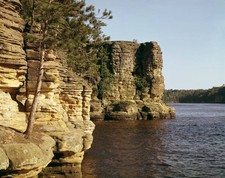Sandstone formations Wisconsin River Wisconsin Dells Wisconsin USA- Old Photo picture