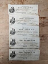 LB Caswell Signed 1886 First National Bank Chicago Used Checks. Lot Of 5 picture