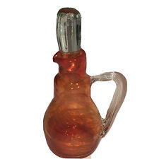 Vintage Glass Cruet Bottle W/ Stopper MCM Orange Pretty Empoli Amazing picture