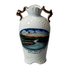 WHITEHALL NY NEW YORK Souvenir Porcelain CHAMPLAIN CANAL Vase Trinket ANTIQUE picture