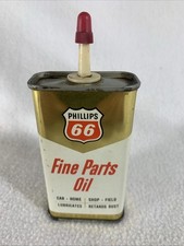 Vintage 1960’s Phillips 66 Fine Parts Oil Empty Handy Household Metal Oil Can picture