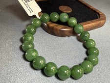 9.9mm Natural Hetian Jade Bracelet – Spicy Green Nephrite Jade Collection picture