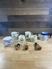 Antique Lot Of Floral Shaving Mugs With Brushes Included picture