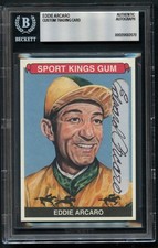 Eddie Arcaro signed autograph Custom Cut Jockey Horse Racing HOF BAS Slabbed picture
