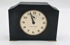 1930s Seth Thomas Black Swirl Catalin Bakelite Art Deco Alarm Clock Working picture