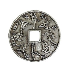 Kamasutra Erotic Coin Pocket Amulet Brass Silver Tone Love Attraction Charm #3 picture