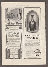 1904 KEYSTONE EXTINGUISHER Magazine AD~Xmas Tree FIRES~W.M Ostrander~ROZANE WARE picture