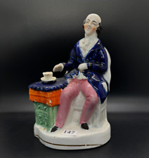 19th C. Staffordshire Figurine Seated Man Mr. Dick from David Copperfield Tea picture