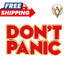 Don't Panic Red Quote Enamel Pin Funny Lapel Pin Backpack Gift picture