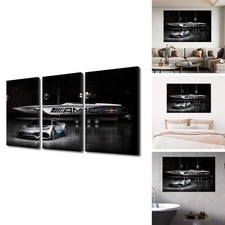 TUMOVO 3 Pieces Black And White Sport Car Canvas - 12 x 24 Inch X 3 Panels picture