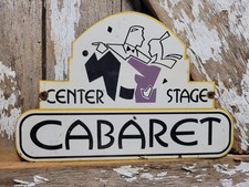 VINTAGE CABARET PORCELAIN SIGN OLD ART DECO THEATER CENTER STAGE DOOR BROADWAY picture