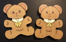 Vintage Wooden Teddy Bear Wall Plaques Decorative Pieces picture
