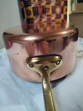 Antique Vintage HEAVY Copper Sauce Pot, BRASS Handle 6.5