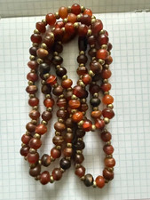 Vintage Amber Bakelite Bead Necklace Simichrome Tested Brass Spacer Long Strand picture