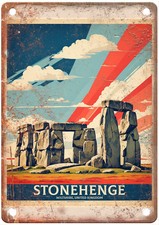 Stonehenge Wiltshire United Kingdom Retro Look Travel Poster Metal Sign T3612 picture