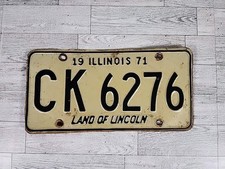 1971 Vintage ILLINOIS License Plate 