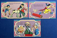 SET 3 Fourth of July Antique Patriotic Postcards. Series #1. 1908.Humor/Comic picture