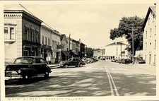 Vintage RPPC Honeoye Falls NY Main Street Postcard Real Photo B&W Unposted Cars picture