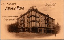 Stevens House Hotel Lancaster PA Lincoln Highway Albertype Postcard picture