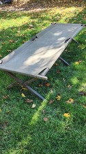🔥  VTG US Army Cot Folding Military Bed Canvas Wood Frame, Camping picture