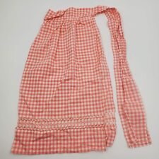 Vintage Pink Check Gingham Reticulated Cross Stitch Retro MCM Half Apron Pocket picture