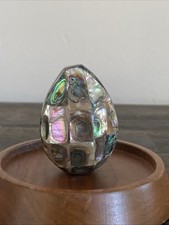 Vintage Abalone Shell Egg Mother Of Pearl Mosaic Iridescent Inlay Home Decor picture