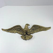 Brass American Eagle Hanging Wall Plaque Natural Vintage Patina picture