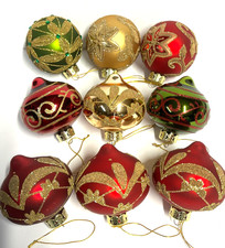 Assorted lot 9 round/teardrop glass jeweled sparkle tree ornaments multicolor picture