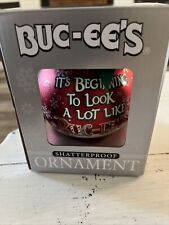 NEW Buc-ees Beaver RED LOGO Christmas Ornament Shatterproof Convenience Store picture