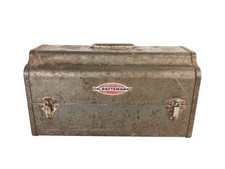 Craftsman Crown Logo Coffin Tombstone Metal Tool Box Hip Roof 13 x 6 x 7