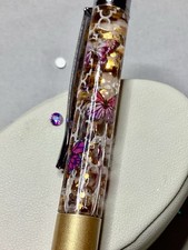 New White Lace & Butterflies w/chunky Gold Glitter Gold Float Pen picture