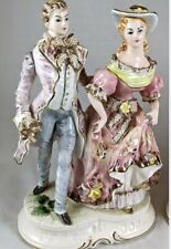 VINTAGE FAIRYLAND 2PC HAND PAINTED VICTORIAN F/M PORCELAIN FIGURINES FROM Japan picture