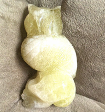 Carved Stone Owl Figurine Sculpture, Light Yellow/White Stone picture