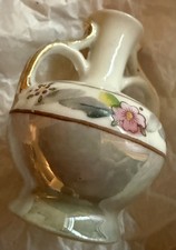 Vintage Japanese Porcelain Mini Vase/Creamer – Hand Painted Floral & Gold Trim picture