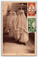 1931 View of Arabian Women in Abaya Outfit Morocco Vintage Posted Postcard picture