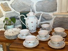 19 Oscar Schaller Winterling Rosebud Bavaria Germany Coffee Pot Tea Cups Plates picture