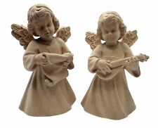 Hand Carved Wooden Angel Figurines Carved in Bethlehem VTG Unique  picture