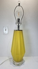Vintage Global Views Yellow Frosted Glass Lucite Table Lamp MCM Geometric 29
