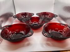 ANCHOR HOCKING ROYAL RUBY RED CORONATION PATTERN LOT OF FIVE BERRY BOWLS picture