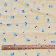 Vintage 1980s Novelty Palm Tree Sailboats Fabric Yellow Cotton 1.3 YD picture