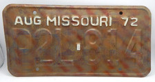 Vtg State License Plate Automotive Painted Folk Art Missouri Mo 1972 picture