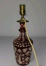 Vtg Red Clear 1930s FABULOUS ANTIQUE CRANBERRY GLASS DECANTER Lamp Works 13