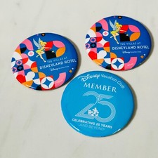 Disney Pin Back Buttons - Lot of 3 - The Villas Disneyland Hotel - Member 25 picture