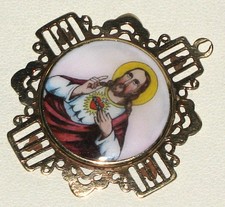 RARE Large One of a Kind Antique 14 kt GOLD Religious Double Sided JESUS Pendant picture