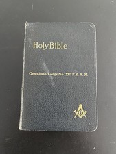 Vin 1928 Freemason Holy Bible With Masonic Helps Oxford Greenbush Lodge F&A.M. picture